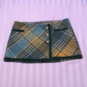 Blue and Yellow Plaid Miniskirt